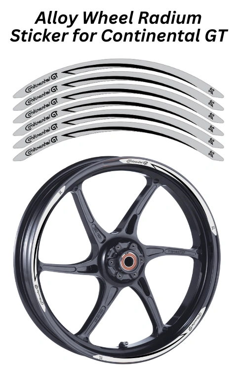 Alloy Wheel Radium Sticker for Continental GT 650 | Made in Premium Radium with FPF (Fade Protection Film), Waterproof, Precut Sticker, Pack Of 12
